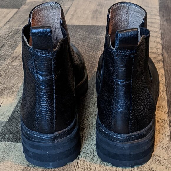 Madewell Mariam Chelsea Boots Pebbled Leather Black Chunky Platform - Picture 4 of 8